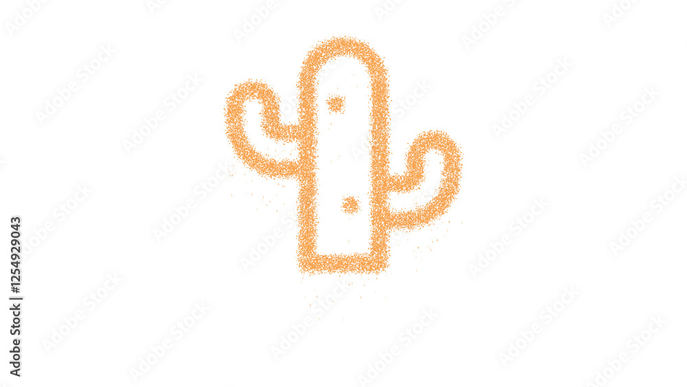 Icon cactus is made of yellow grains of sand. Some grains of sand fall down. Transparent background. Black Icon cactus is made of yellow grains of sand. Some grains of sand fall down. Transparent background. Black
