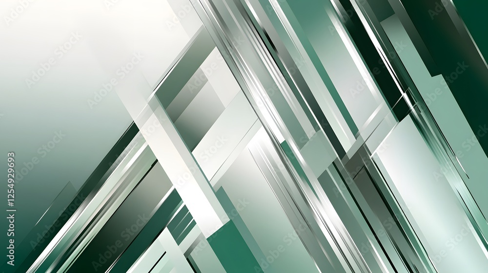 Geometric shapes in shades of green create abstract composition Geometric shapes in shades of green create abstract composition