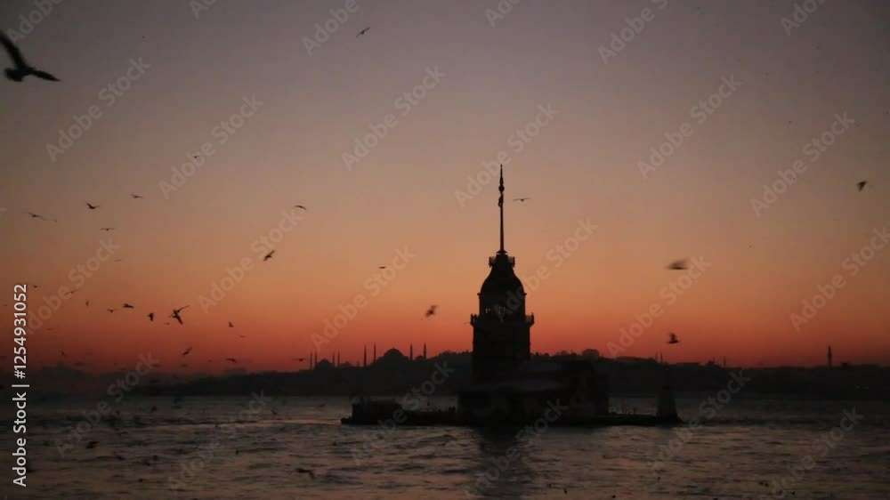 Maiden's Tower in sunset colors Maiden's Tower in sunset colors