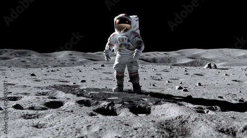 Pixelated Astronaut On The Moon photo