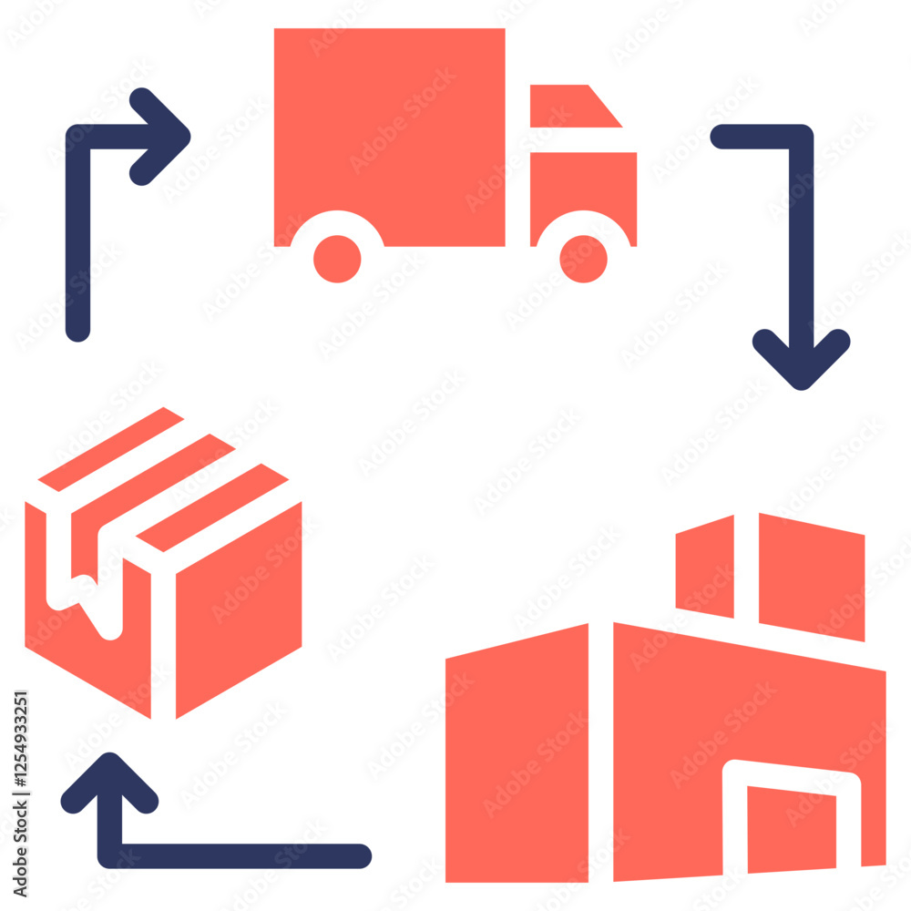 Green Supply Chain glyph color icon Green Supply Chain glyph color icon