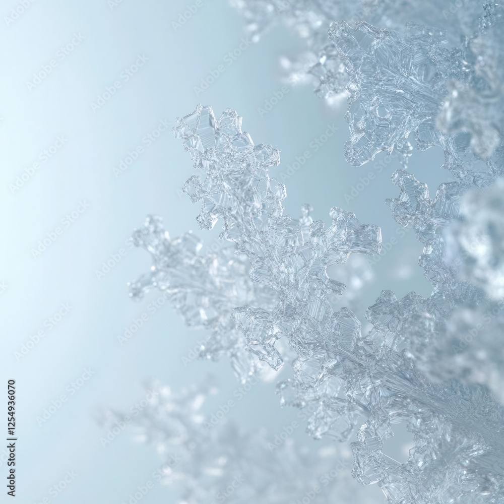 Snowflake Macro Shot on White Background with Crisp Details for Winter Themes Snowflake Macro Shot on White Background with Crisp Details for Winter Themes