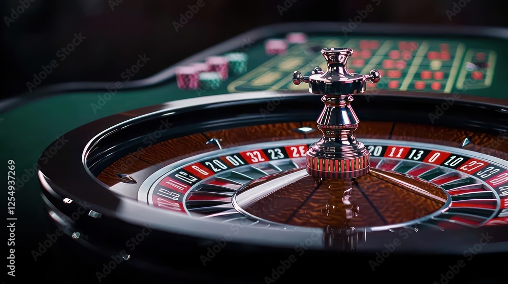 Close Up Of Roulette Table In Dark Casino Close Up Of Roulette Table In Dark Casino