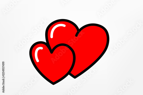 two loving hearts. Love concept. Vector doodle illustration