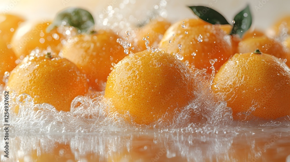 vibrant Fresh Oranges Splashing Into Water With Reflections and Dynamic Motion freshness and vitality vibrant Fresh Oranges Splashing Into Water With Reflections and Dynamic Motion freshness and vitality