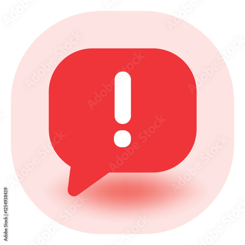 Call alert icon a stylized exclamation point within a speech bubble, set against a circular backdrop. The design is flat and minimalist, employing a limited color palette for clarity and impact.