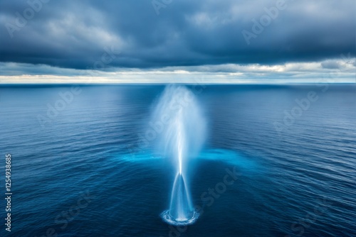 blue whale  spouting view from helicopter photo