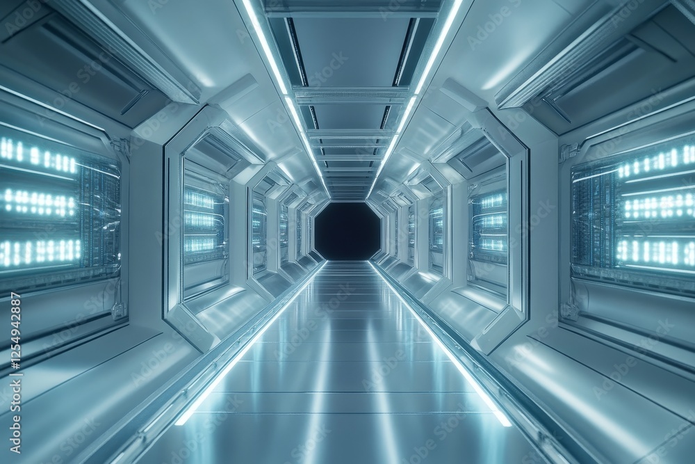 Futuristic digital environment a 3d data stream corridor with glowing structures and depth Futuristic digital environment a 3d data stream corridor with glowing structures and depth