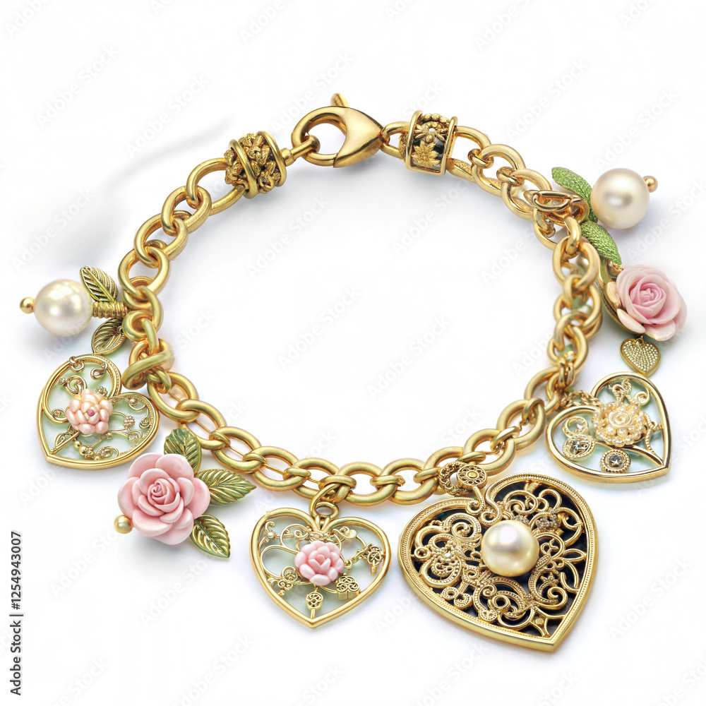 Rococo floral necklace with filigree details on white background for elegant fashion Rococo floral necklace with filigree details on white background for elegant fashion
