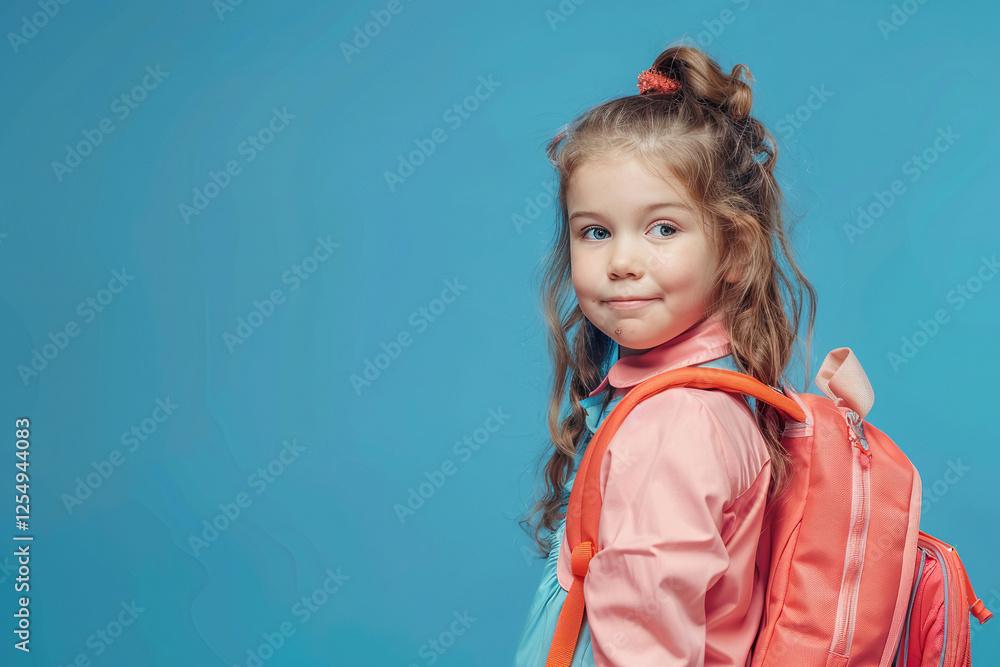 A young girl wearing a pink shirt, education, school supplies, child development. A young girl wearing a pink shirt, education, school supplies, child development.