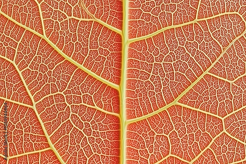 Obraz premium Detailed view of an orange leaf showcasing intricate vein patterns.
