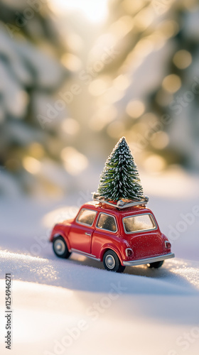 christmas car on the road