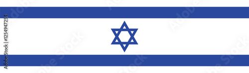 Flag of Israel. Israel flag. Flag icon. A long banner. Standard color. Standard size. Digital illustration. Vector illustration.