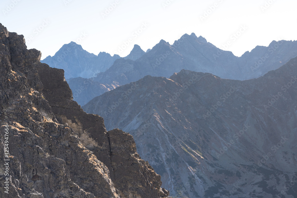 Mountain landscape of the High Tatras, Poland, Orla Perć.