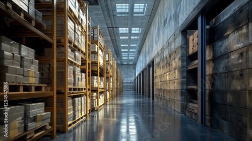 Wallpaper Mural Stunning architectural rendering of a modern light industrial warehouse with pallet storage shelves Torontodigital.ca