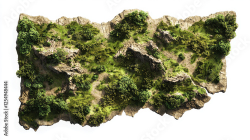 map, a strictly top-down view, high detail drone imagery. Clipping path included. Isolated on pure white.  photo