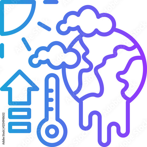 Global Warming line gradient icon