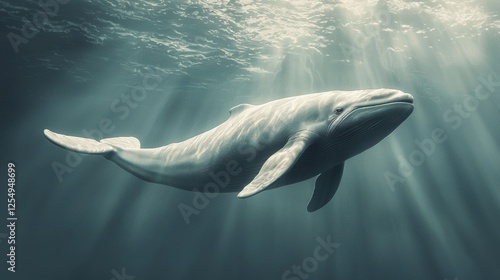 Beluga whale swimming gracefully in arctic waters nature photography photo