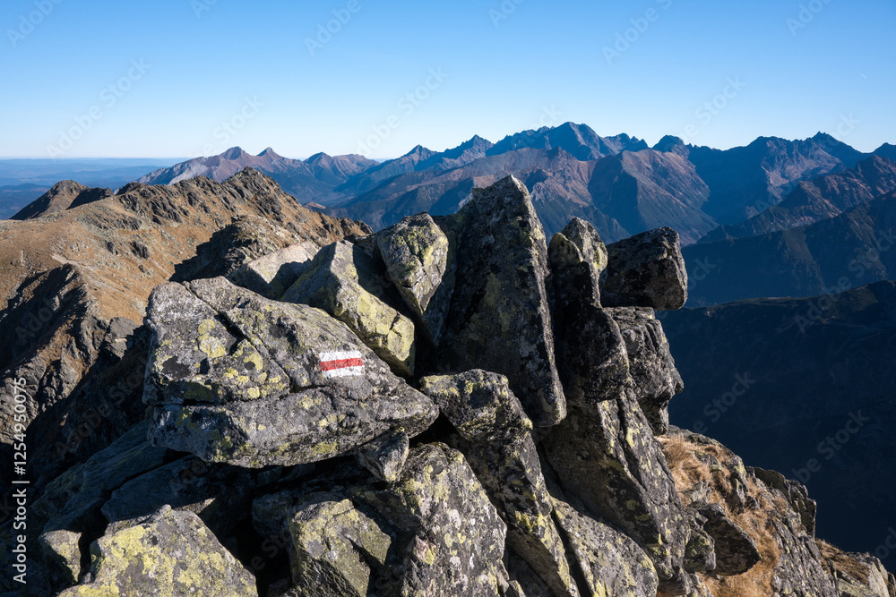 High mountain hiking trail in the High Tatras, Orla Perć.