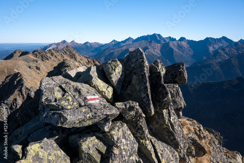 Obraz na płótnie High mountain hiking trail in the High Tatras, Orla Perć.
w salonie