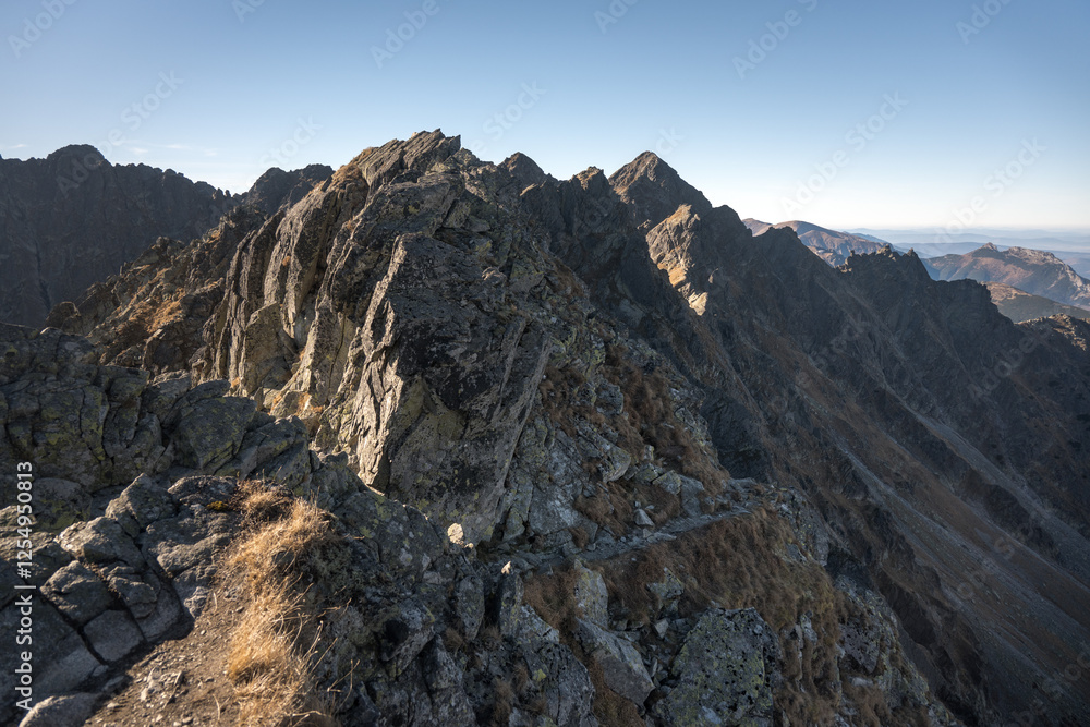 High mountain hiking trail in the High Tatras, Orla Perć.