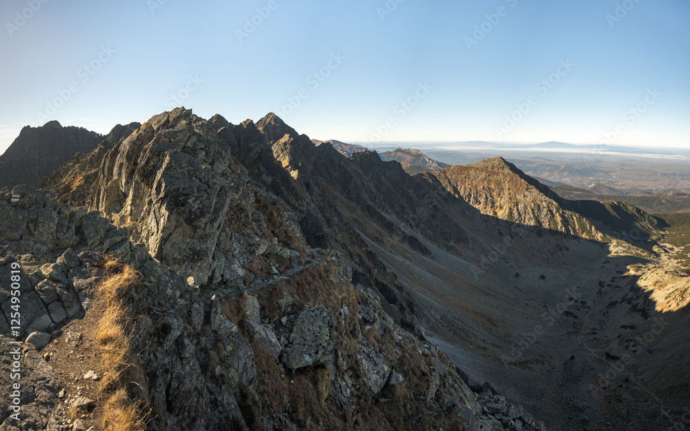 High mountain hiking trail in the High Tatras, Orla Perć.
