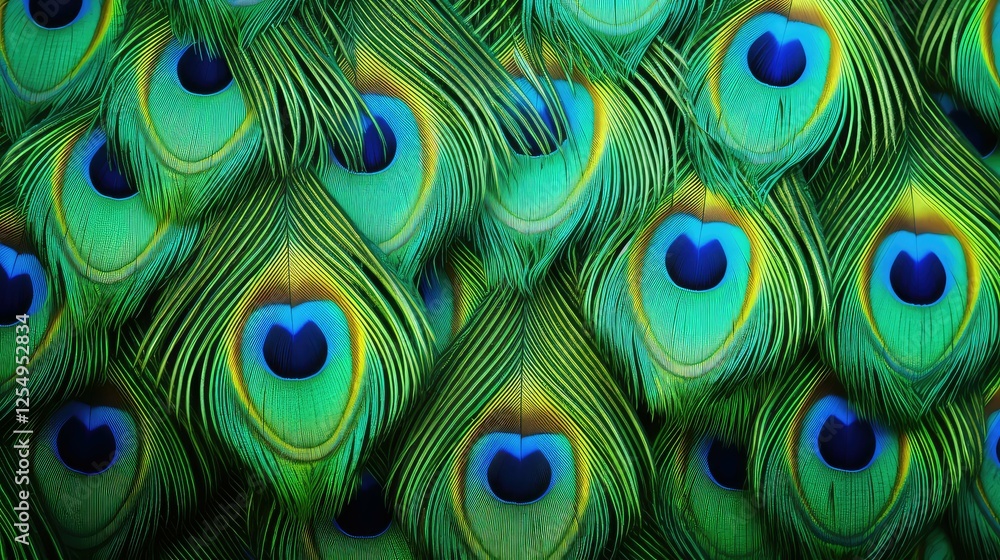 Obraz premium feathers green blue yellow gradient