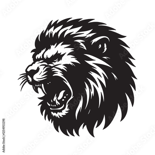 Lion face and head silhouette vector on with white background