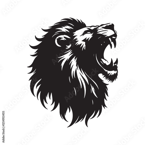  Lion face and head silhouette vector on with white background