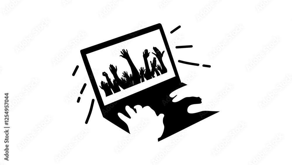 Fototapeta premium power of social media, black isolated silhouette