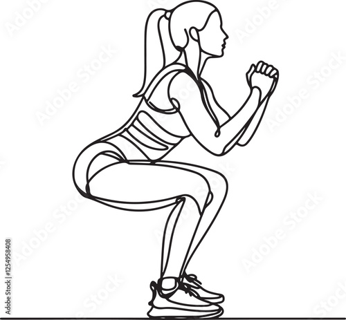 Line Drawing of a Woman Squatting