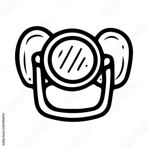 Baby pacifier. Hand drawn doodle. Item for newborns to suck on. For a small child. Childhood. Vector line art illustration.