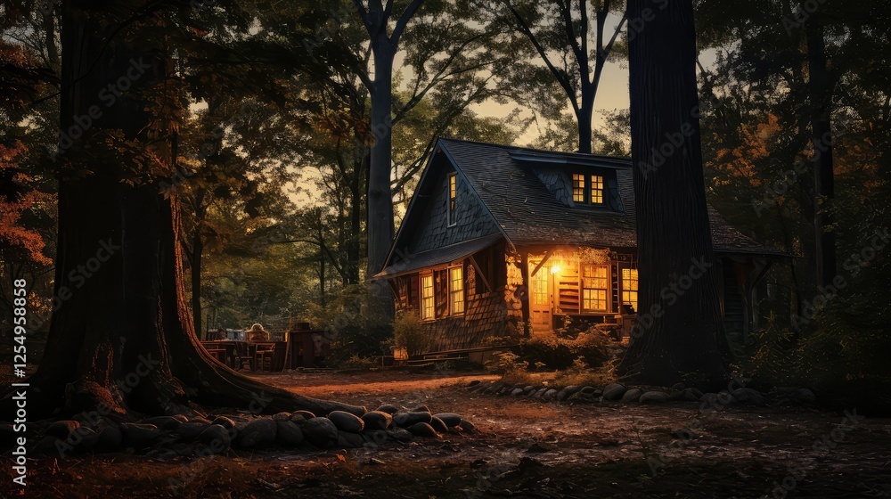 Obraz premium rustic house with tree