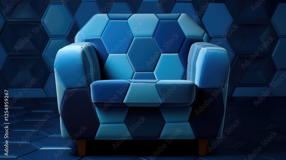 Fototapeta premium symmetrical blue hexagon pattern