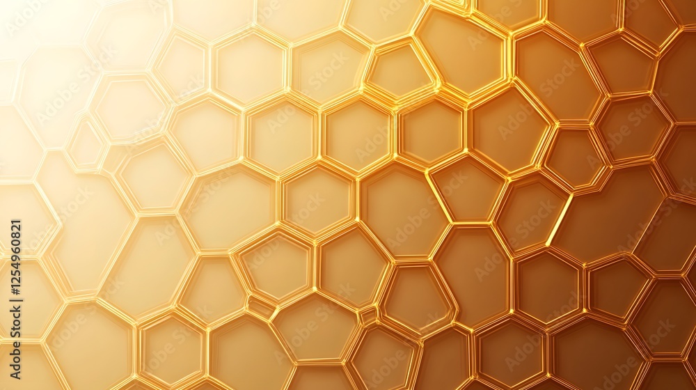 Abstract background features a golden honeycomb pattern with gradient lighting Abstract background features a golden honeycomb pattern with gradient lighting