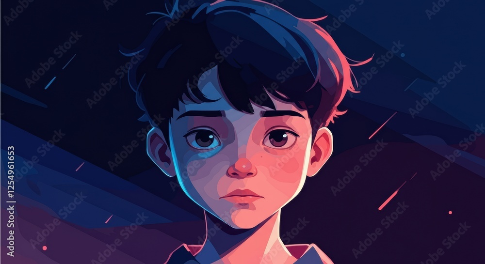 Portrait of a young boy with an expressive gaze and soft features Portrait of a young boy with an expressive gaze and soft features