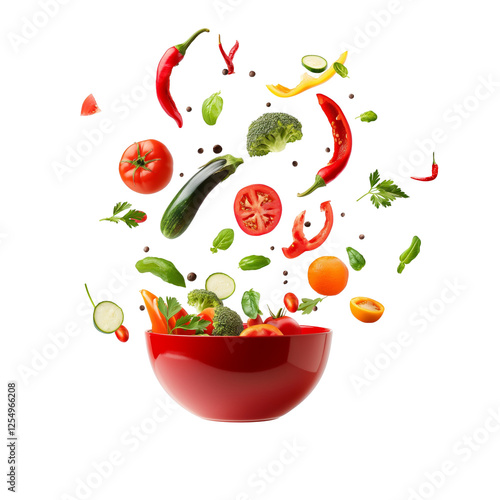 Wallpaper Mural flying fresh vegetable salad isolated on transparent white background, clipping path Torontodigital.ca
