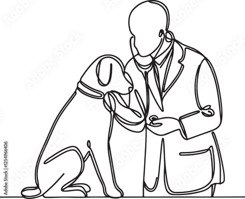 Line Art of Veterinarian with Stethoscope photo