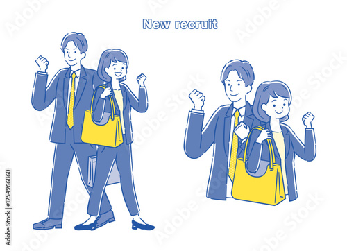 就職活動中の男女ペアのシンプルなイラスト 2C