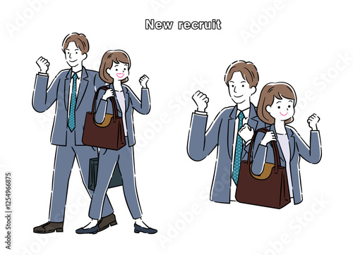 就職活動中の男女ペアのシンプルなイラスト 4C