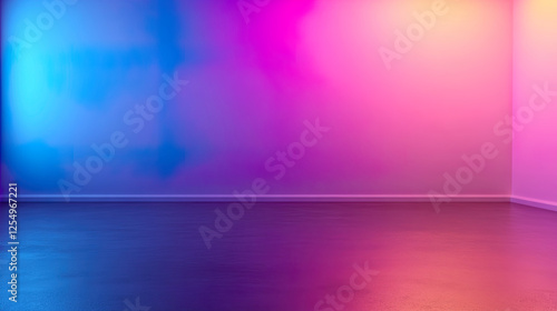 Empty room Abstract neon light fluorescent Neon Lights glow studio background for product presentation