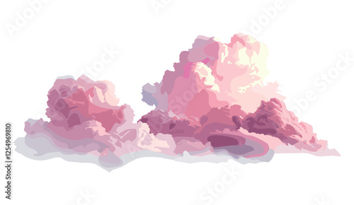 Pink clouds pastel atmosphere vector illustration transparent background png, soft sky, dreamy clouds, pastel pink tones, atmosphere, peaceful background, nature, cloud illustration, airy sky