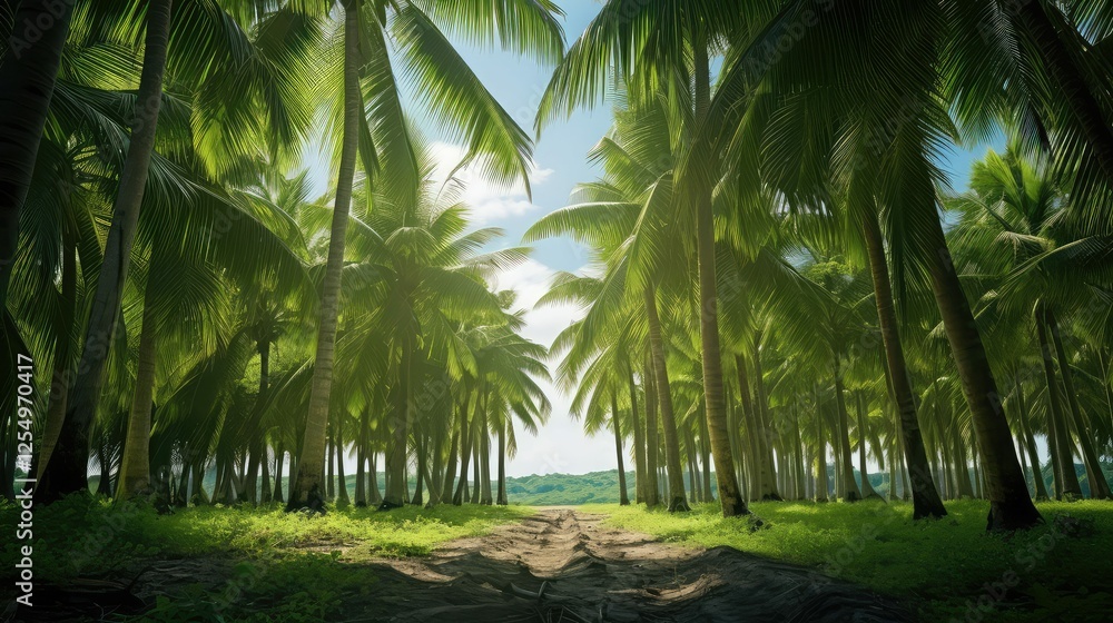 Obraz premium canopy green palm trees