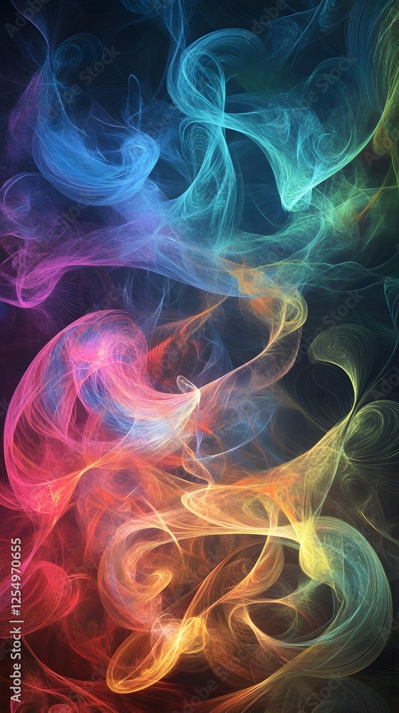 Fototapeta premium A dark gradient background with swirling lines in vibrant colors, creating an abstract and dynamic pattern 