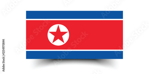 North Korea flag. Flag of North Korea. The official ratio. Flag icon. Standard color. Standard size. A rectangular flag. Computer illustration. Digital illustration. Vector illustration.