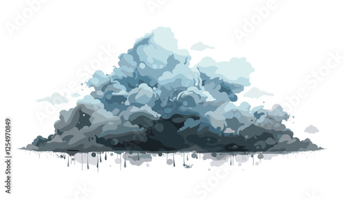 Fotografie Vector illustration of rainstorm overcast clouds on transparent PNG, stormy weat