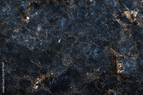 Flat polished gabbro granite surface with a glossy finish and deep black color. Generative AI photo