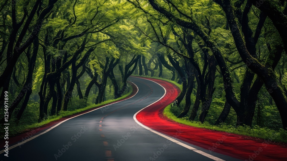 Fototapeta premium green red road