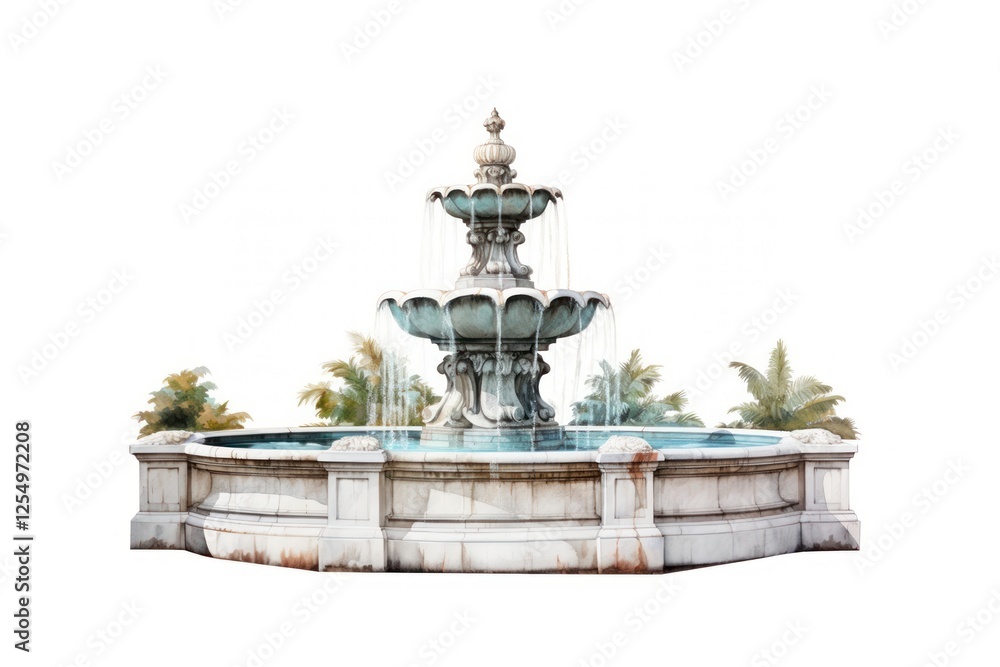 Fountain architecture white background representation. Fountain architecture white background representation.