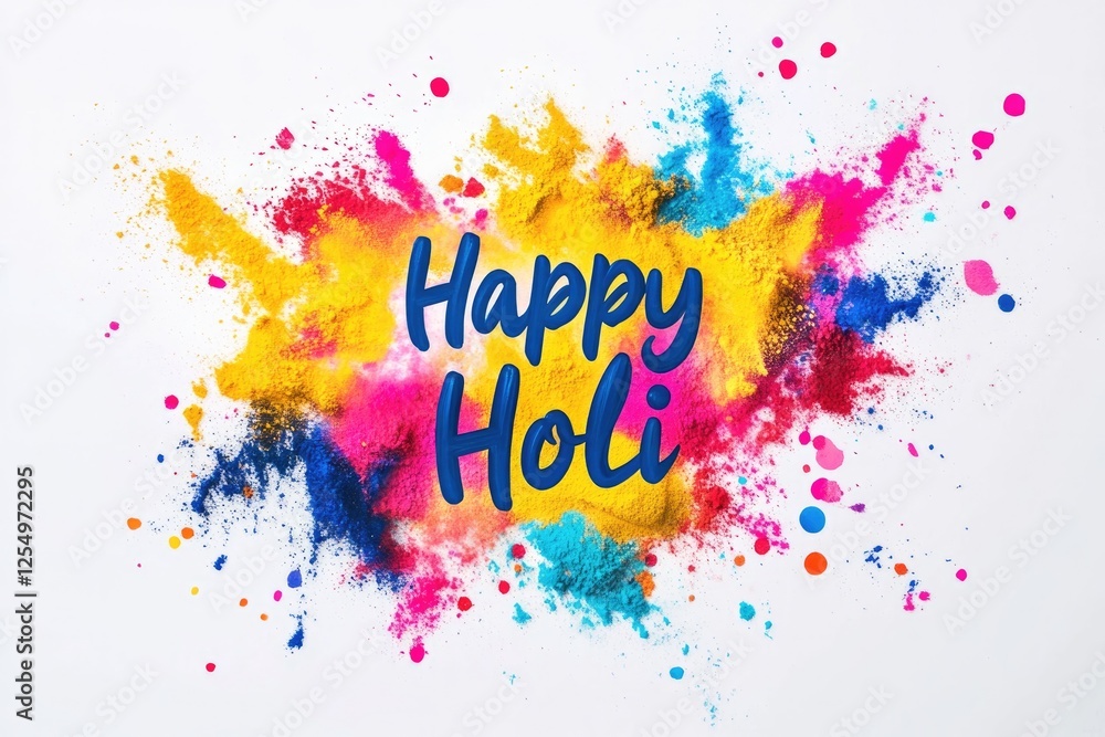 Bright splashes of color surround joyful text, celebrating vibra Bright splashes of color surround joyful text, celebrating vibra